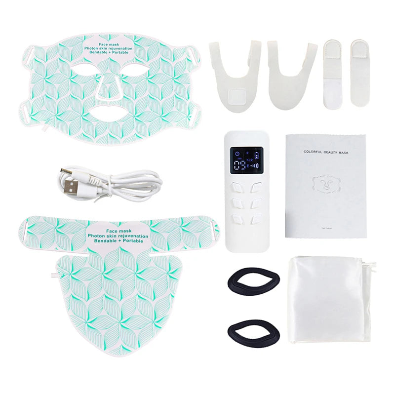 UBilli 8-Color LED Face & Neck Mask – Red Light Therapy for Anti-Aging, Wrinkles, Acne, Pore Control & Skin Tightening | CE Certified | Wireless