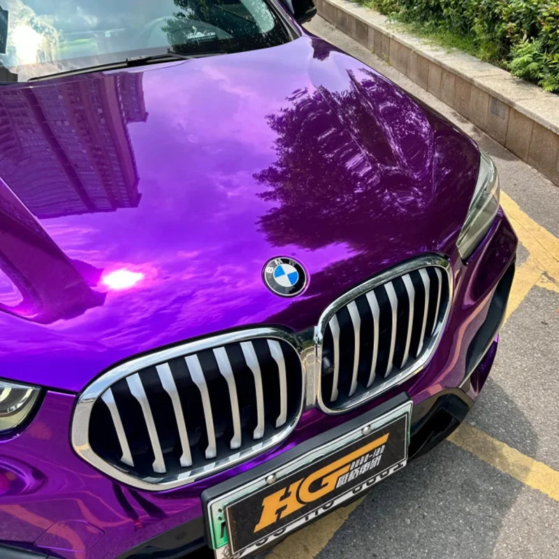 Premium Gloss Stretchable Chrome Mirror Purple Vinyl Wrap Adhesive Film Car Sticker Decal