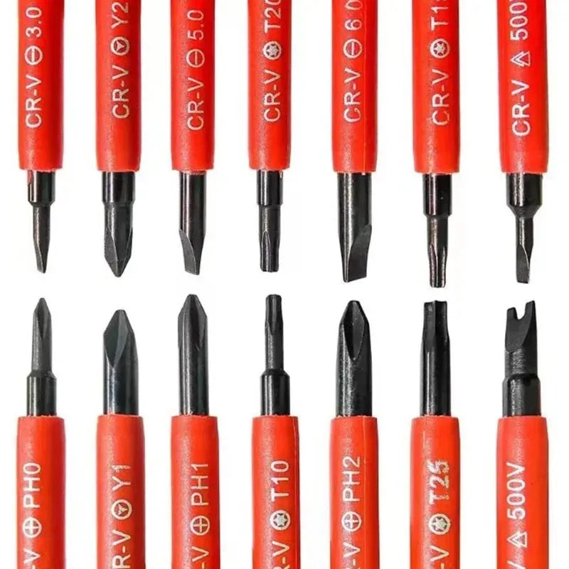 15Pcs 1000V Insulated Screwdrivers Set Electrician Repair Tools Magnetic Slotted Phillips Torx Bits Kit