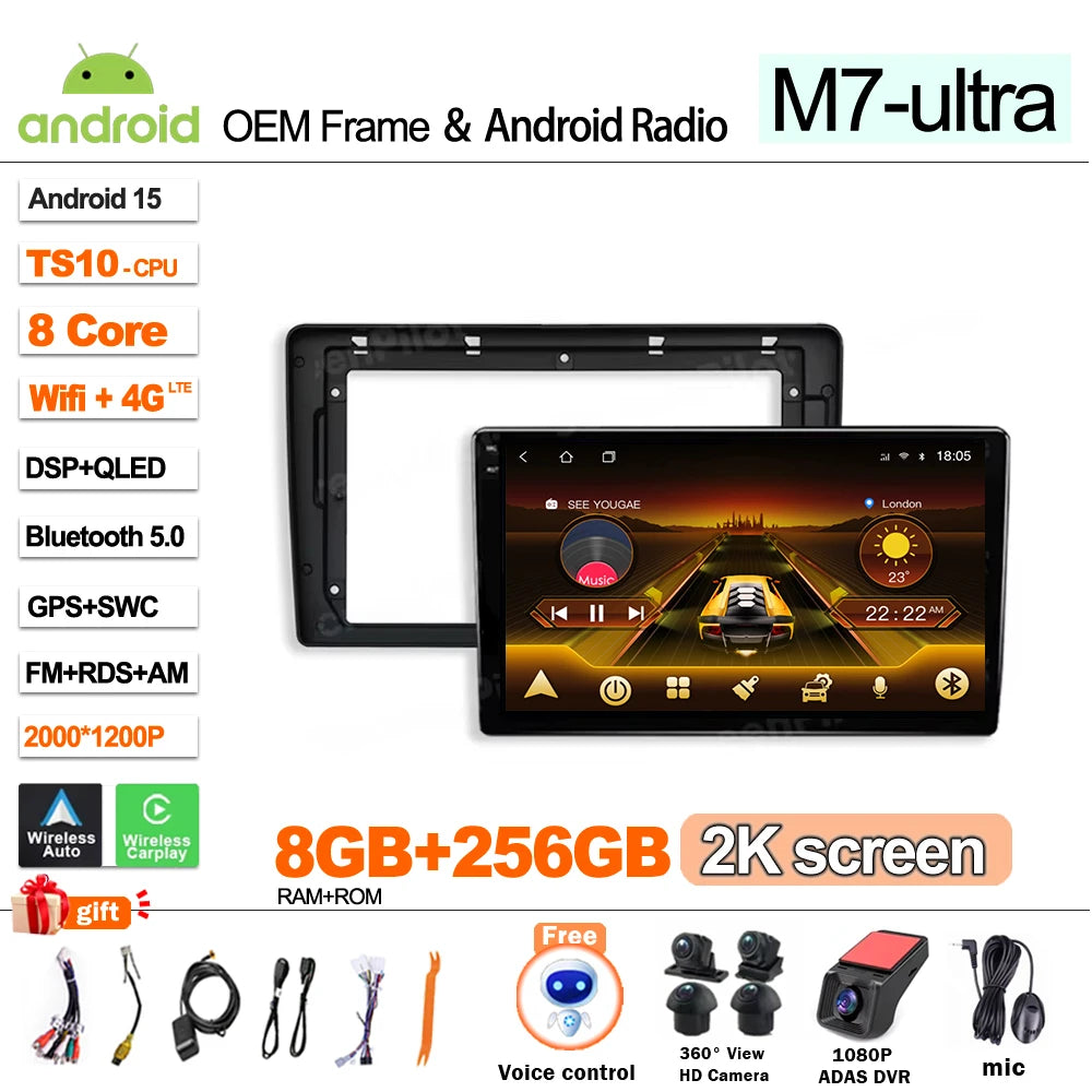 Android 16 for Car Radio Citroen Berlingo B9 Peugeot Partner 2008-2019 Multimedia Video Player 2 din Carplay Touch Screen 8 Core