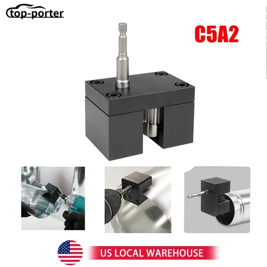 C5A2 Impact Power-Assisted Sheet Metal Crimper – Drill-Powered Duct Crimping Tool for HVAC, Air Conditioner & Pipe Installation | Black