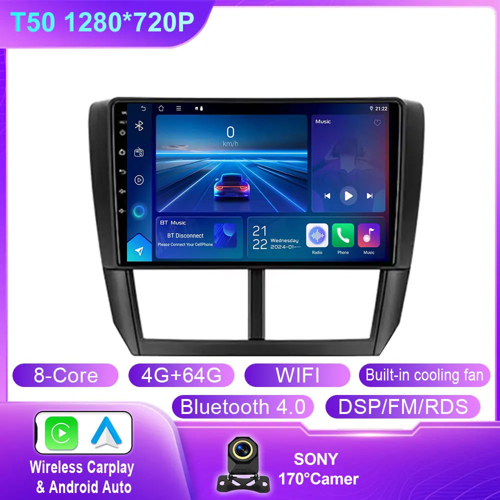 9" Android Car Stereo for Subaru Impreza GH/GE (2007–2011) — Wireless CarPlay, Android Auto, GPS, 4G, WiFi