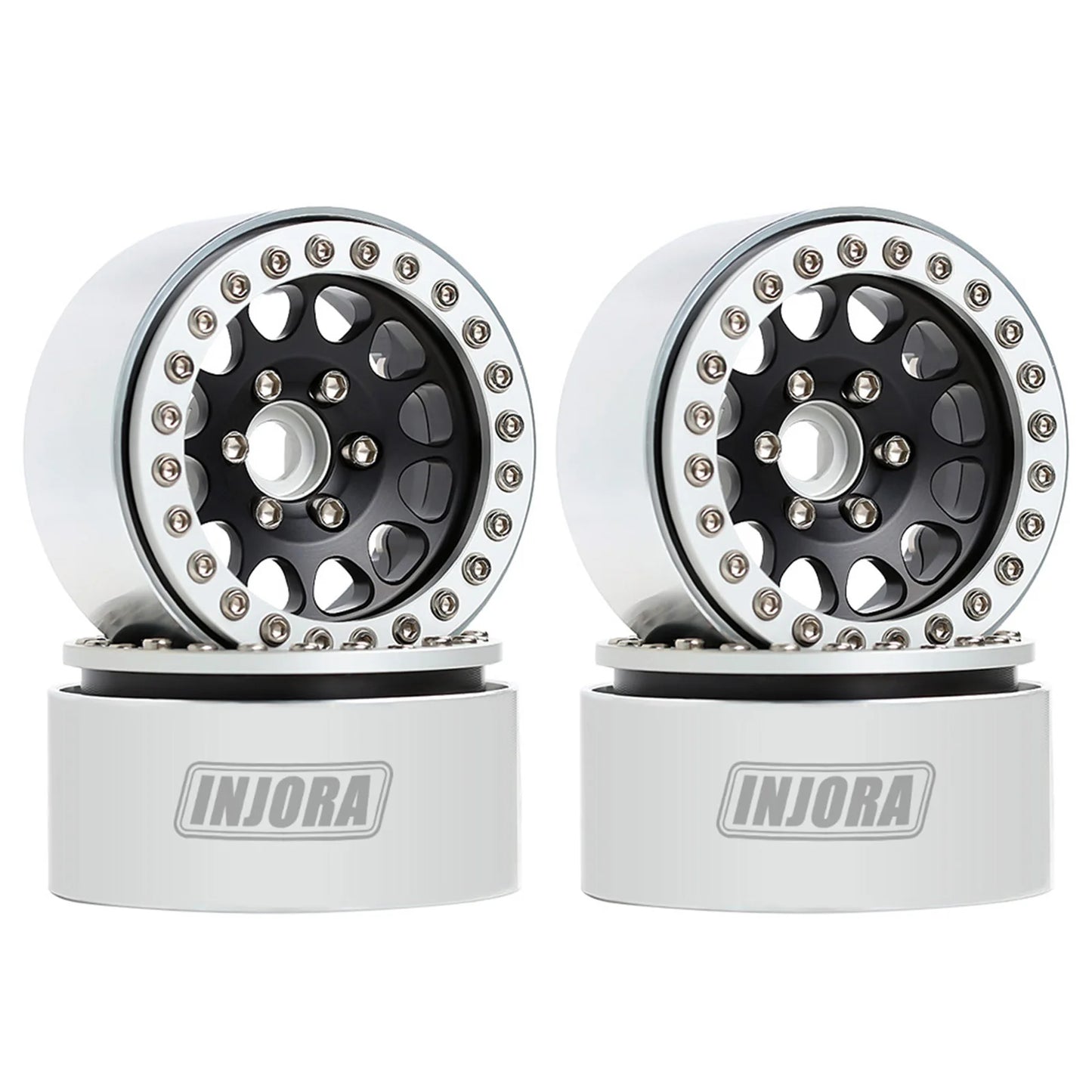 INJORA 4Pcs CNC Aluminum Alloy 1.9 Beadlock Wheel Rim for 1/10 RC Crawler Car Axial SCX10 90046 AXI03007 TRX4 VS4-10 Redcat Gen8