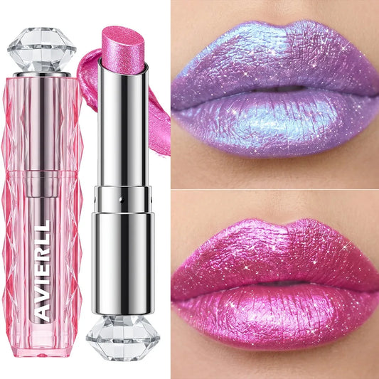 6 Colors Glitter Lipstick - Hydrating Sparkling Metallic Lip Color