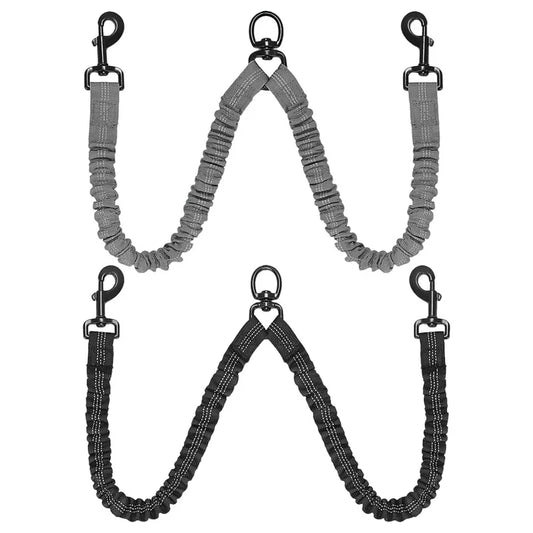Double Dog Leash - Shock-Absorbing Elastic Walking Lead