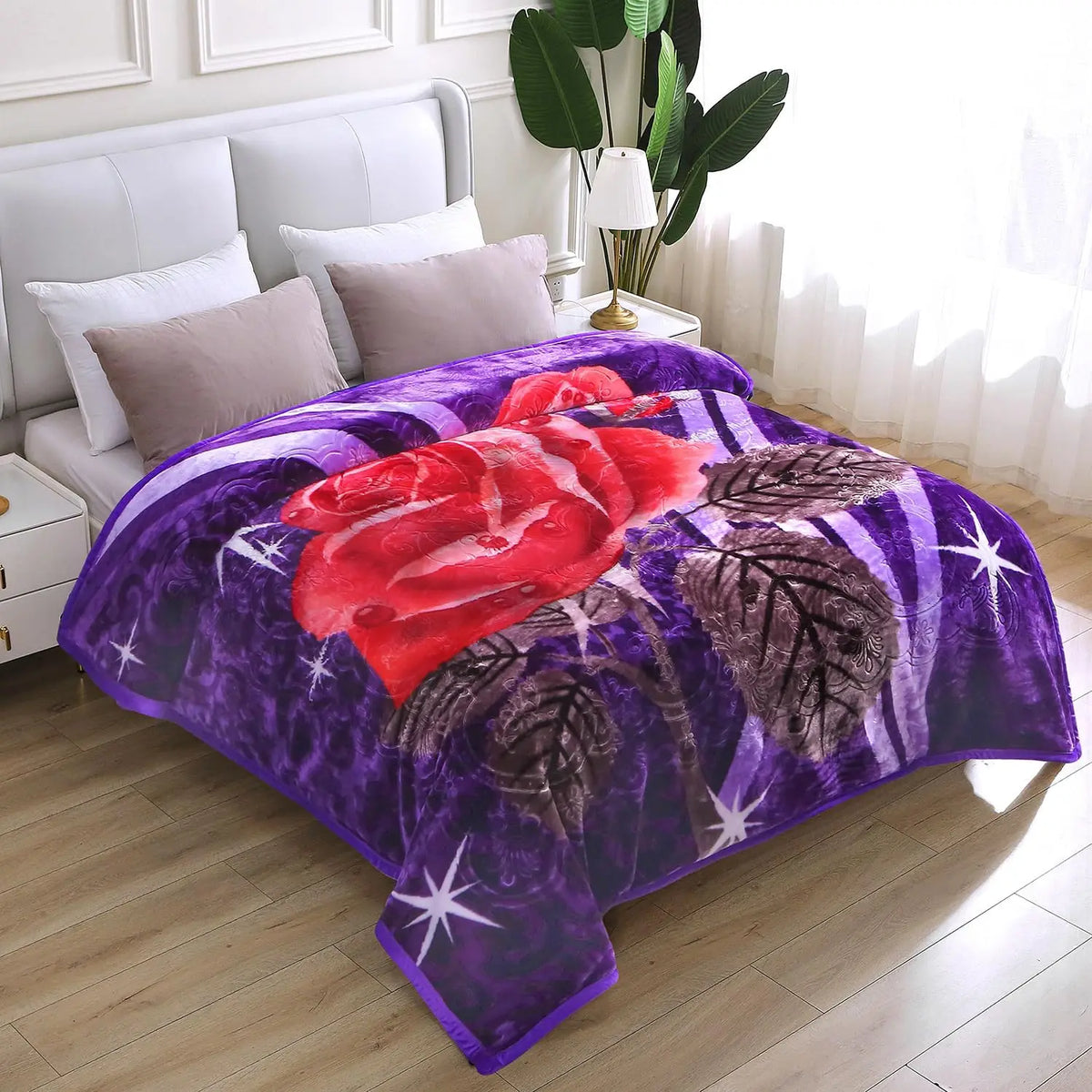 Reversible Faux Mink Throw Blanket, Printed Plush