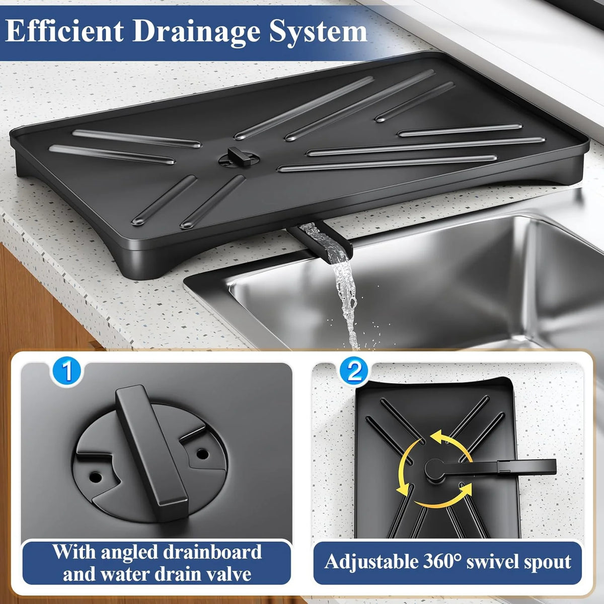 Large Dish Drying Rack with Drainboard & 3-Slot Utensil Holder - photo 4