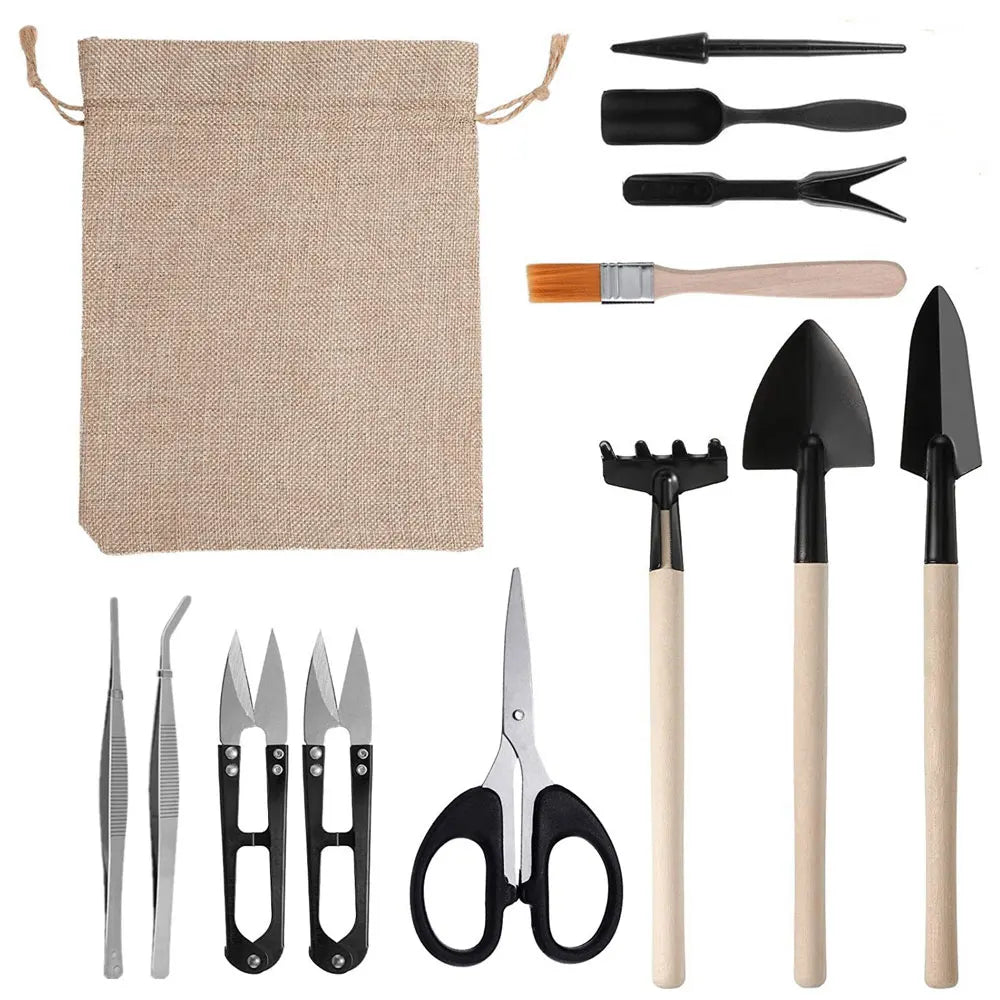 13-Piece Mini Garden Tool Set – Shovel, Rake & Bonsai Tools for Succulents & Potted Plants