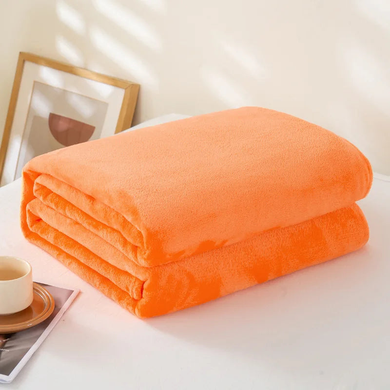 Coral Fleece Flannel Blanket, Soft Lightweight Bed Throw