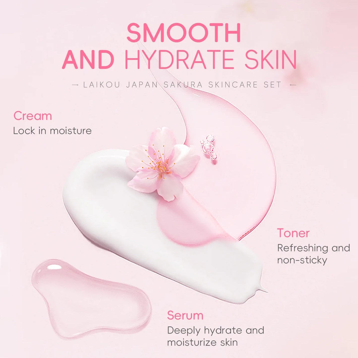 5pcs/set Laikou Sakura Skin Care Set Facial Cleanser Toner Face Serum Eye Cream Hydrating Moisturizing Anti Aging Skin Care Kit