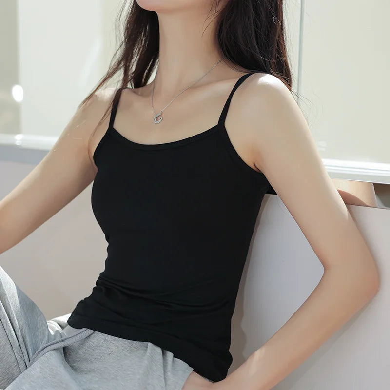 Summer Tank Top Women Sexy Slim Camisole Spaghetti Strap Cotton Vest Breathable Female Undershirt Camis Tank Tops for Women