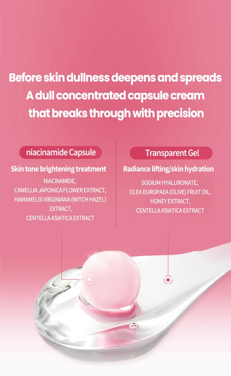 Korean Pink Collagen PDRN Capsule Cream – Niacinamide Face Moisturizer for Even Skin Tone | Lightweight Non-Greasy