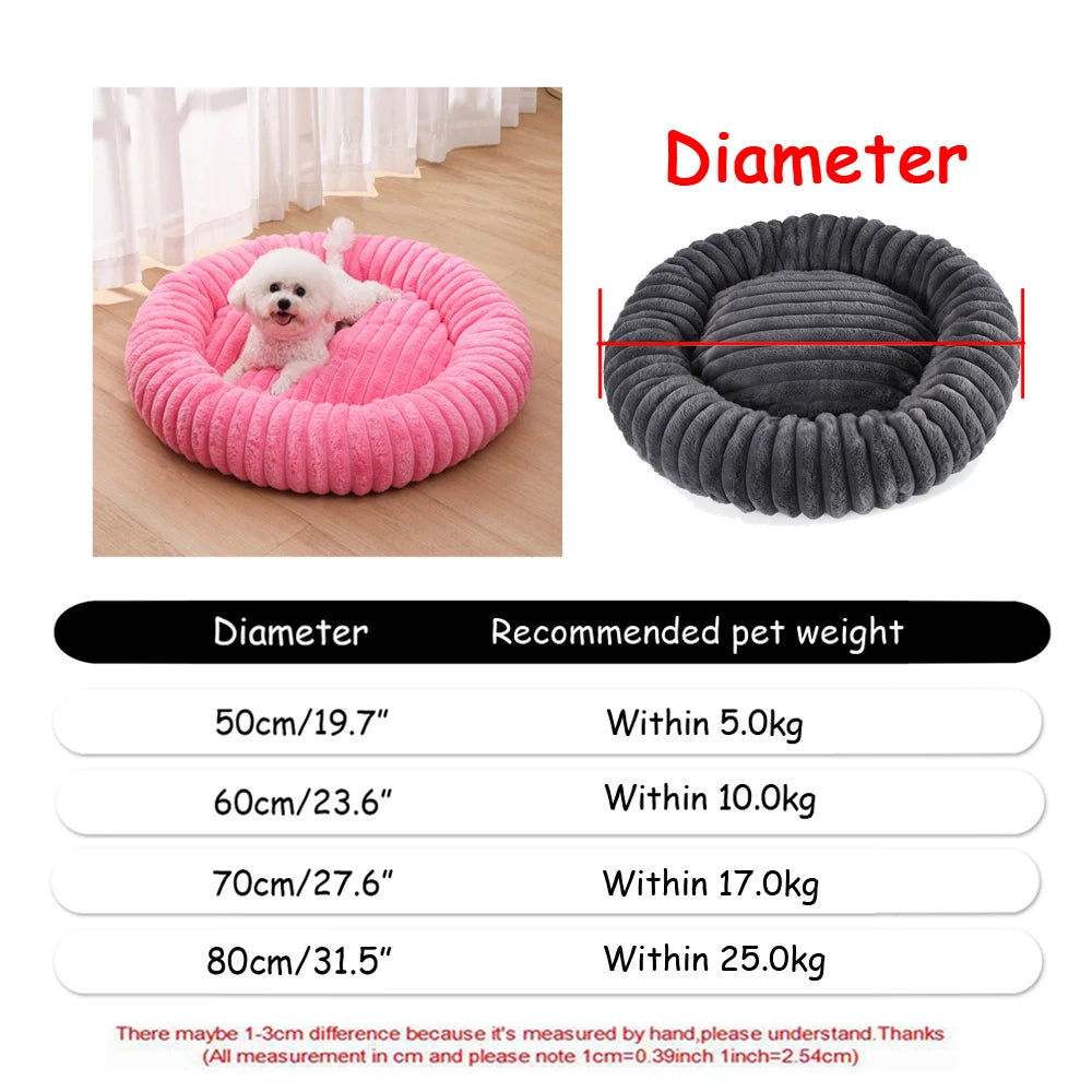 Round Plush Dog Bed - Warm Tie-Dye Nest Bed, 70-90cm - photo 13