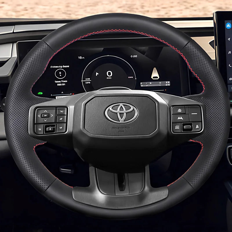 For Toyota RAV4 2026 Hand Stitched Steering Wheel Cover Braid Leather Cover Renovation Accessory