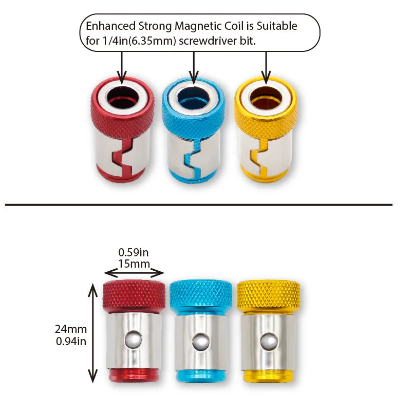 Universal 1/4 Inch Magnetic Screwdriver Head Bit Holder Color metal Magnetizer Steel Sleeve Power Tool Position Ring Accessory