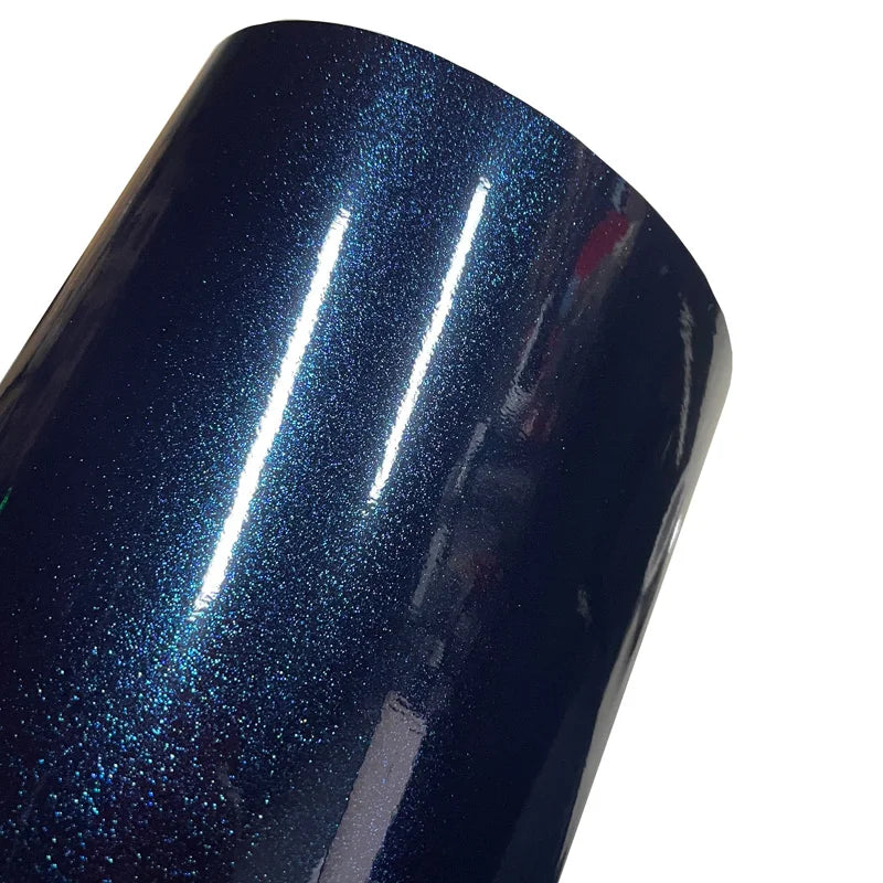 Premium Sparkle Glossy Metallic Ghost Midnight Blue Vinyl Wrap Film Self Adhesive Decal Vehicle Car Wrapping Foil