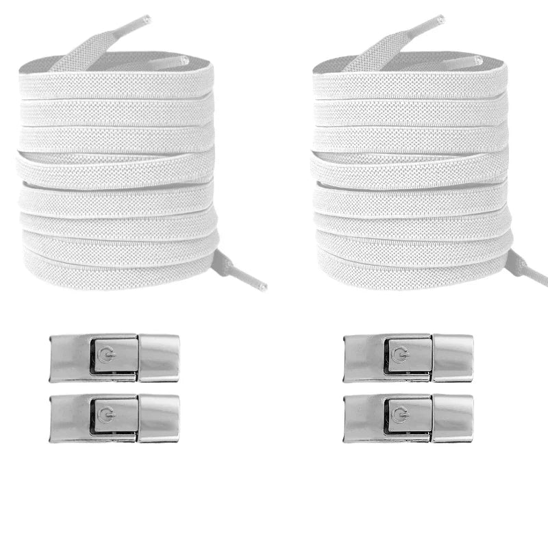 No-Tie Elastic Shoelaces with Press Lock – 8mm Flat Sneaker Laces for Kids & Adults | One Size Fits All Shoes