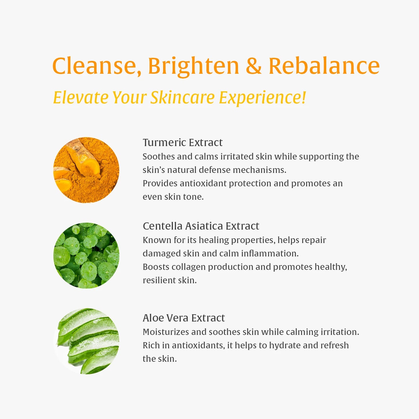 Turmeric Kojic Acid Amino Acids Foam Cleanser – Gentle Cleansing, Face & Body Brightening, for Dark Spots, Uneven Skin Tone