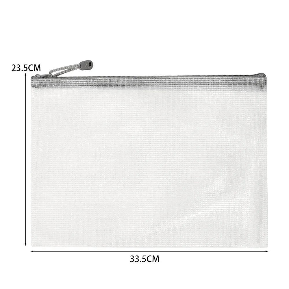 1-10Pcs A4 Mesh Zipper Pouch Bags Thicken Document Bag Waterproof Zip File Folders For School Office Travel Organizing Storage