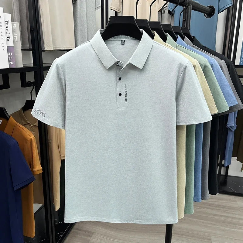 Men's Slim-Fit Polo - Subtle Cuff Print, Breathable Three-Button