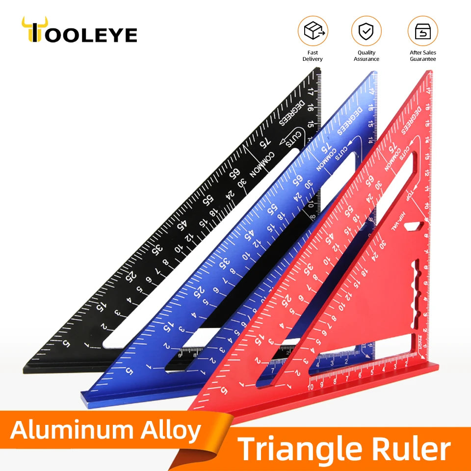 7" Aluminum Alloy Try Square & Triangle Ruler — Carpenter Measuring Tool