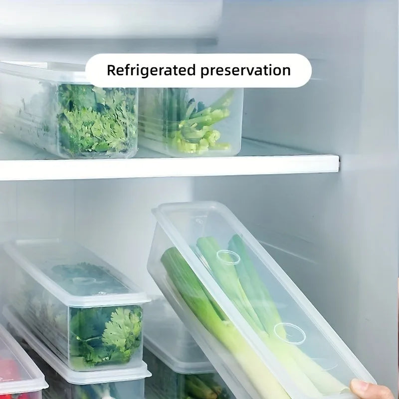 4-Pack Long Fridge Storage Containers - Clear Stackable Bins - photo 2