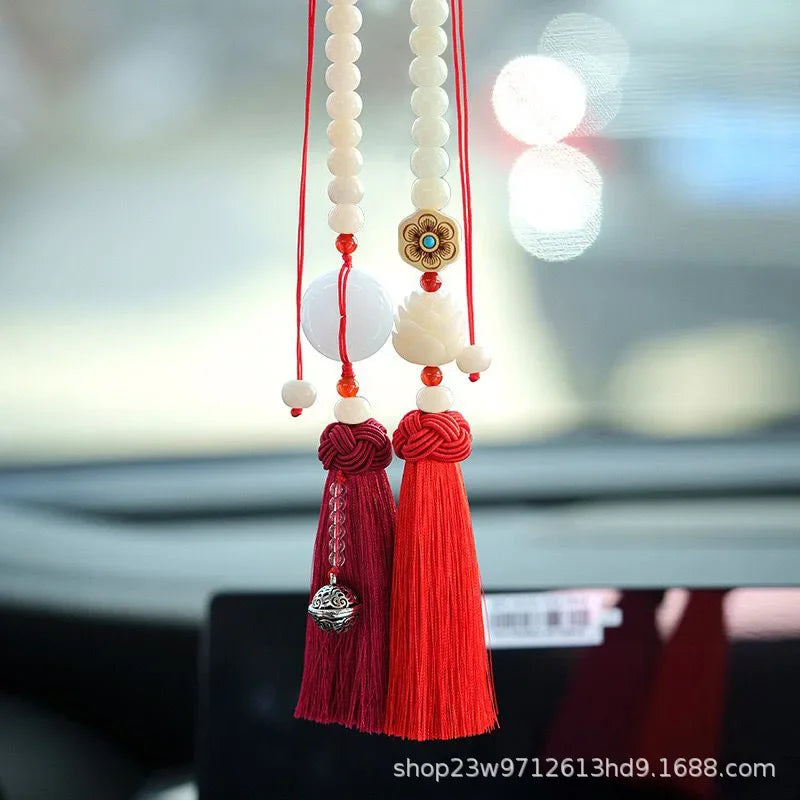 Chinese Traditional Culture Buddha Bodhi Car Pendant High-end Ping An Car Jewelry Car Lotus Rearview Mirror Pendant Oranments