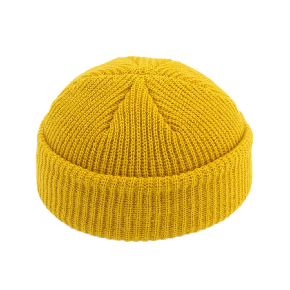 Retro Sailor Knit Beanie - Short Roll-Up Cuff Skull Cap, Unisex - photo 12
