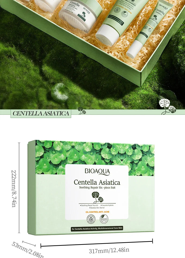 6pcs/set BIOAQUA Centella Skin Care Sets Moisturizing Anti-Aging Face Facial Cleanser Face Cream Serum Eye Cream Skin Care Kit