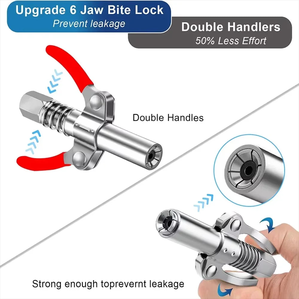 10000PSI Double Handle High Pressure Locking Grease Fitting,I/8 NPT Oil Pump Quick Release Grease Coupler,Repair Tool,Grease Gun
