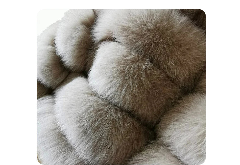 Women's Fox Fur Coat with Detachable Sleeves