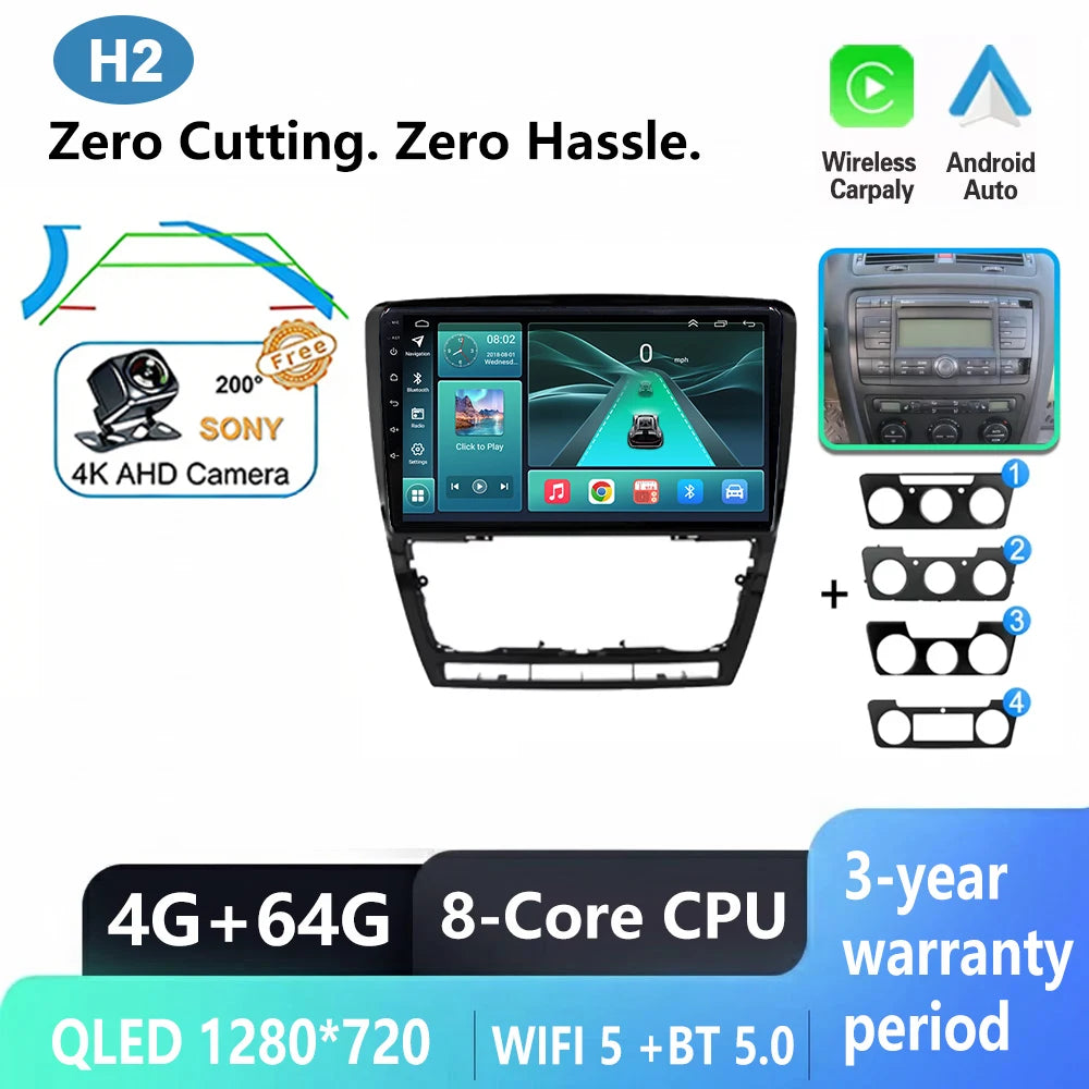 Car Stereo with Apple CarPlay & Android Auto, Compatible with Skoda Octavia 2 A5