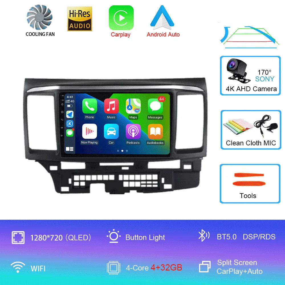 9" Android Car Stereo for Mitsubishi Lancer 9, 10 & X (2008–2016) — CarPlay, Android Auto, GPS, Touchscreen