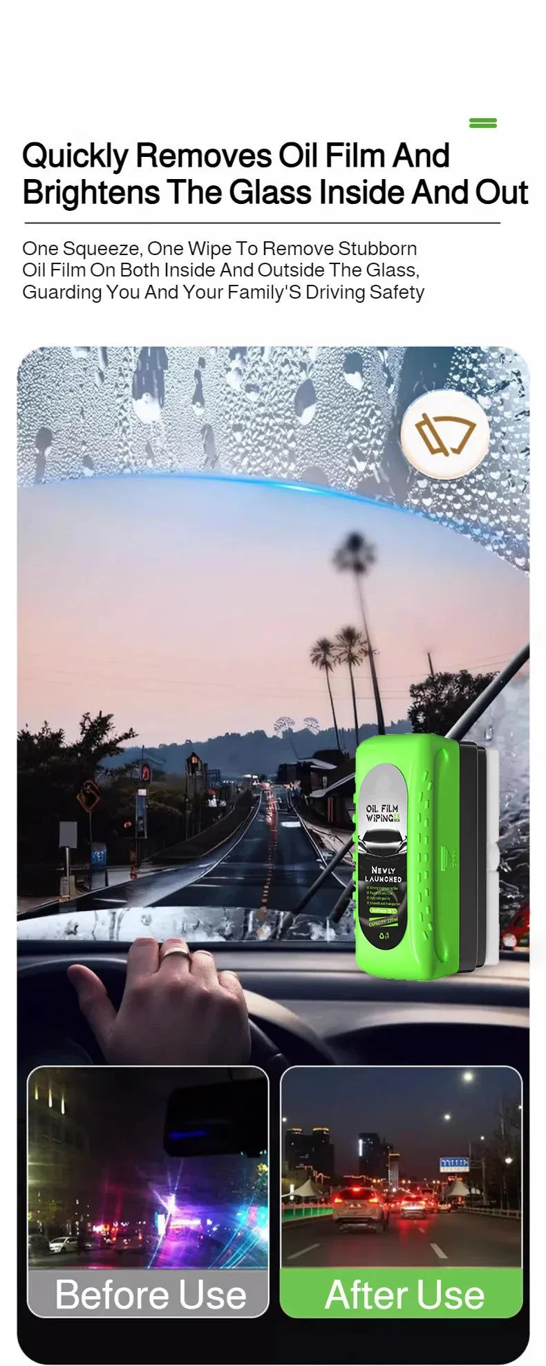Car Glass Coating Oil Film Clean Brush Kit 120ml - Professional Repair Glass Scratch Brightening Windows Anti-fog Polishing