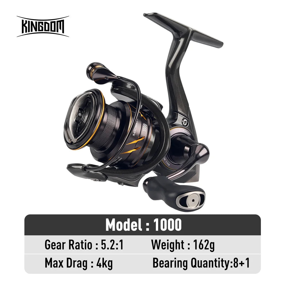 Kingdom Micro Fly Pro Fishing Spinning Reel 160g Ultralight 8+1BB 7KG Max Drag 5.2:1 Freshwater Saltwater Reel Bass Pike Fishing