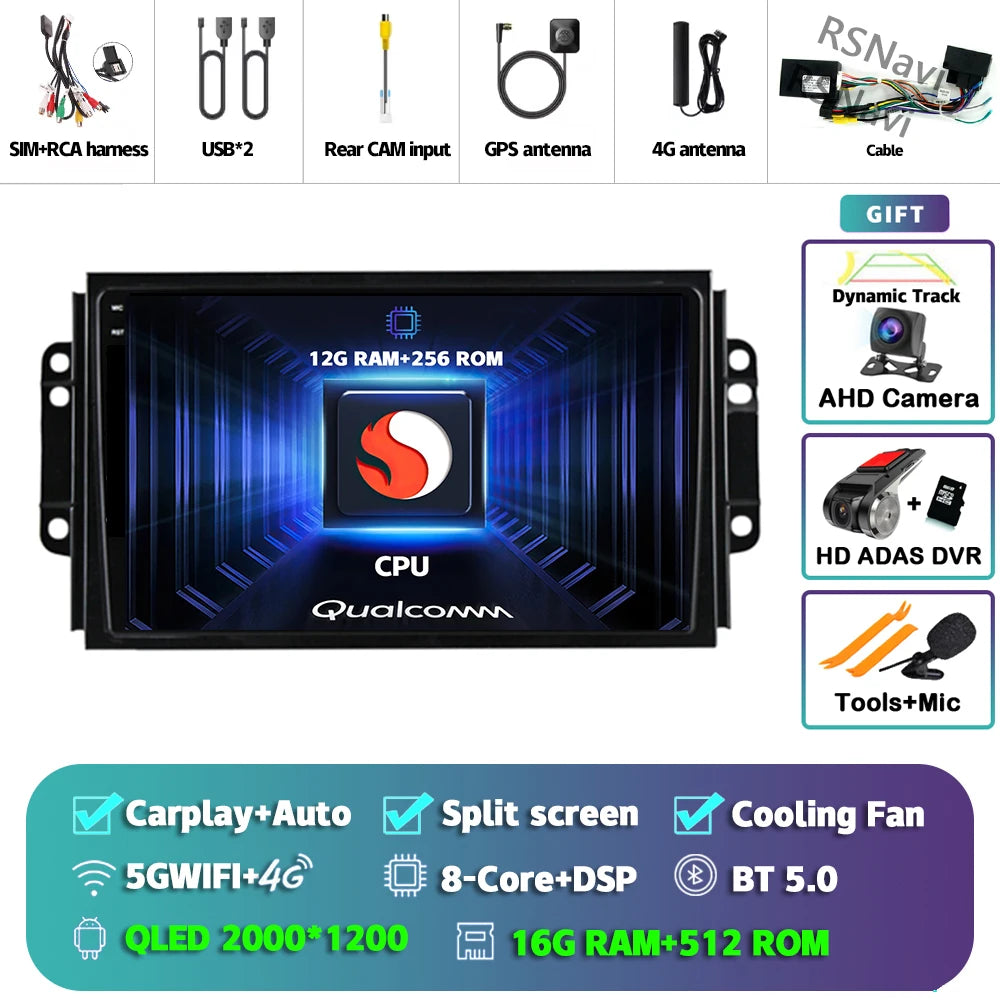 Car Stereo with Apple CarPlay & Android Auto, Compatible with Chery Tiggo 3 3X & Tiggo 2 (2016-2020)