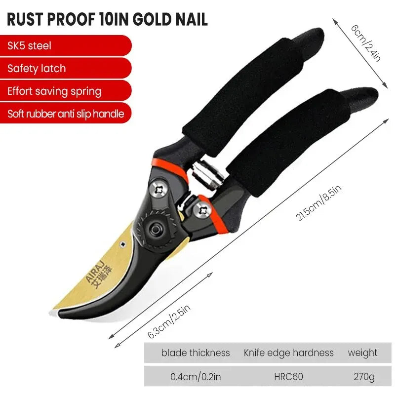 AIRAJ Sharp Garden Pruning Scissors - Multi-Use Trimming Shears