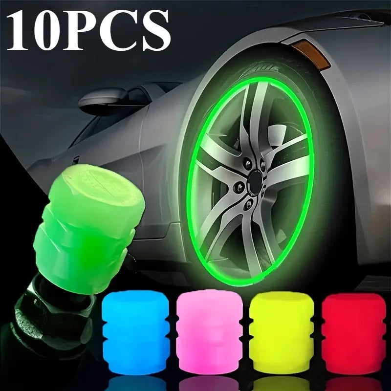 10pcs Luminous Valve Cap for Electric Vehicles, Motorcycles, Bicycles, Trucks, Tires, Luminous Valve Core Covers