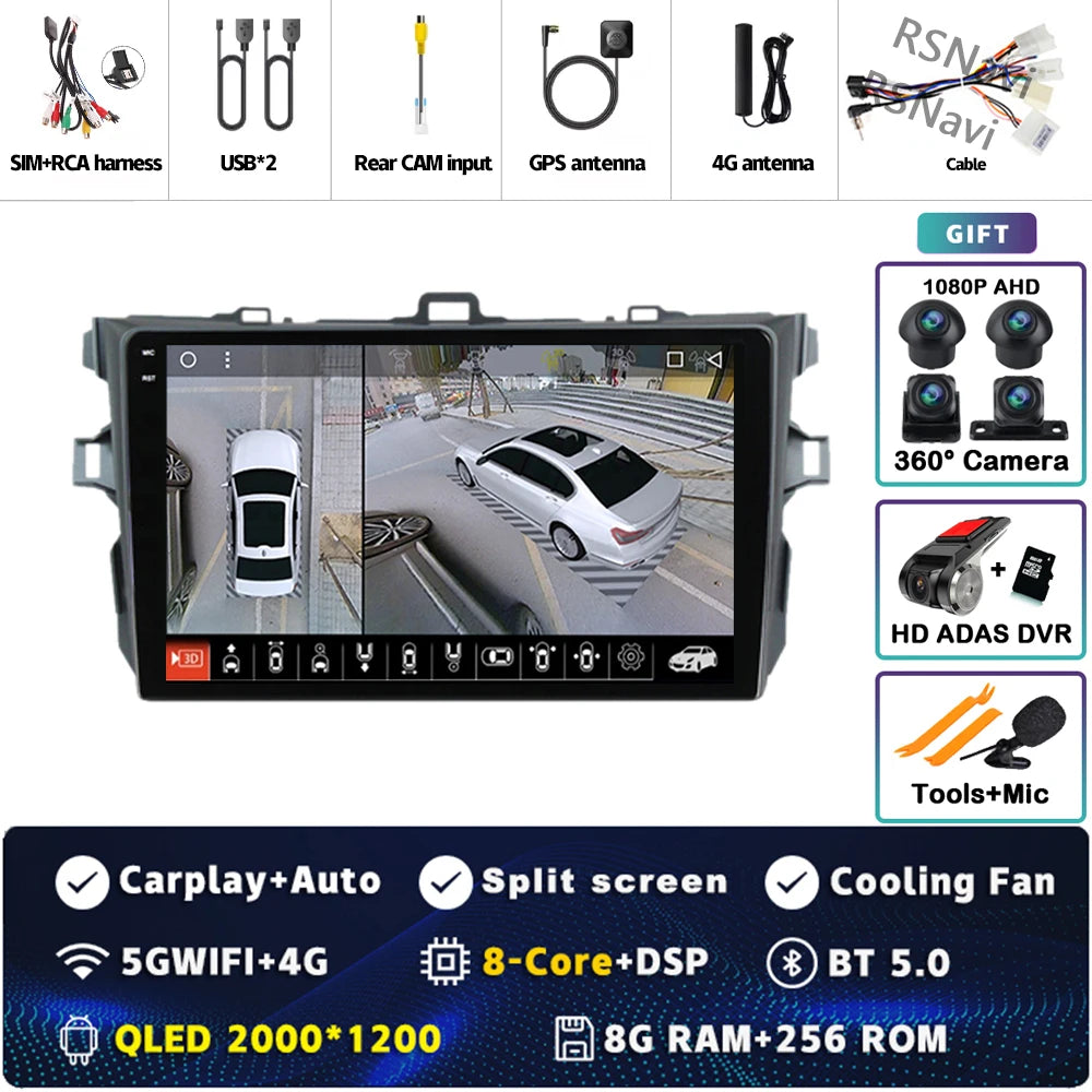 Android 16 Car radio Navigation Multimedia Player For Toyota Corolla 2006 2007 2008 2009 2010 2011 2012 2013 Carplay Auto Stereo