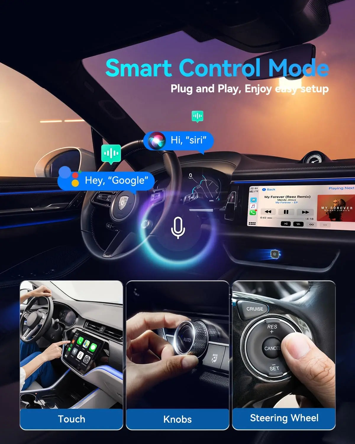 2026 Ultra Mini Wireless Carplay Adapter for Android Auto USB for Factory Wired Car Play Dongle Plug & Play for IOS , Android
