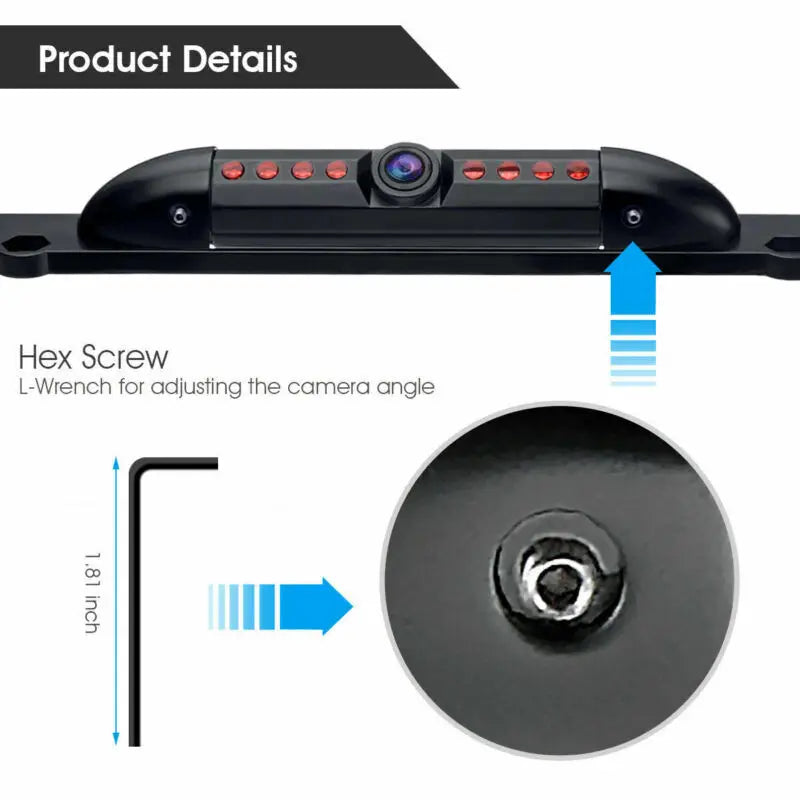 Universal License Plate Backup Camera with Night Vision & LED