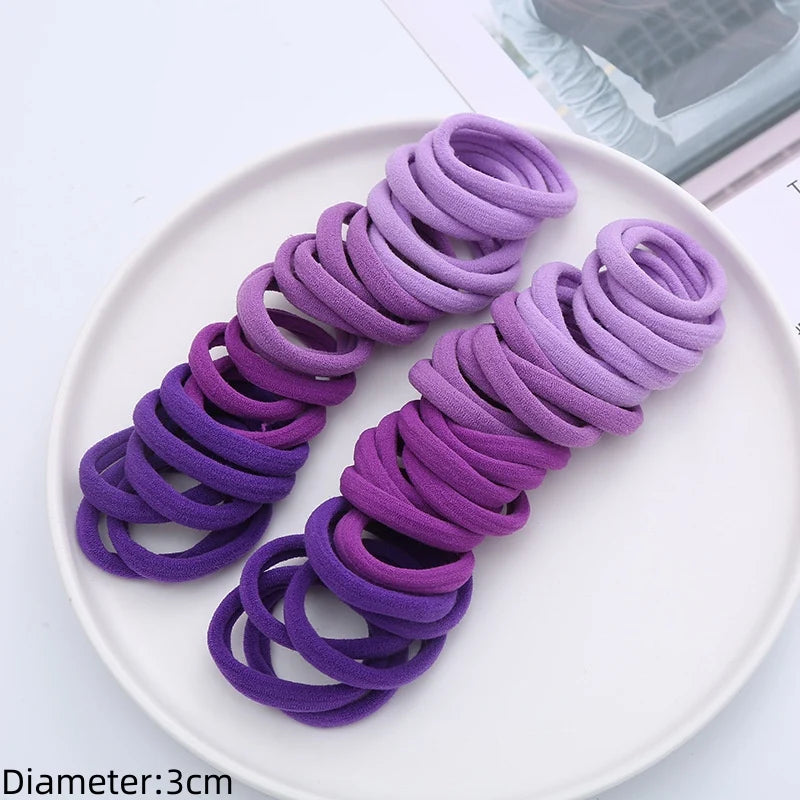50pcs Black Elastic Hair Band Leagues Ties Colets Scrunchies Springs Gum Accessory For Girl Women No Damage Pigtails Holder Set