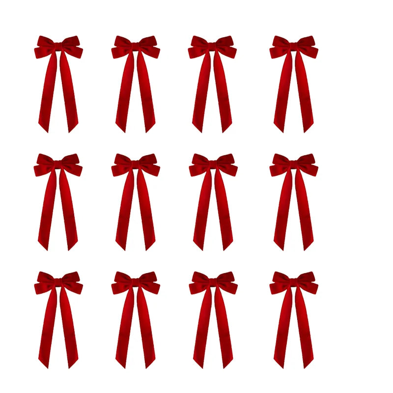 12 pieces of red velvet Christmas tree garlands - Festival gift loops for Christmas wreaths, decorations and folk handicrafts, w