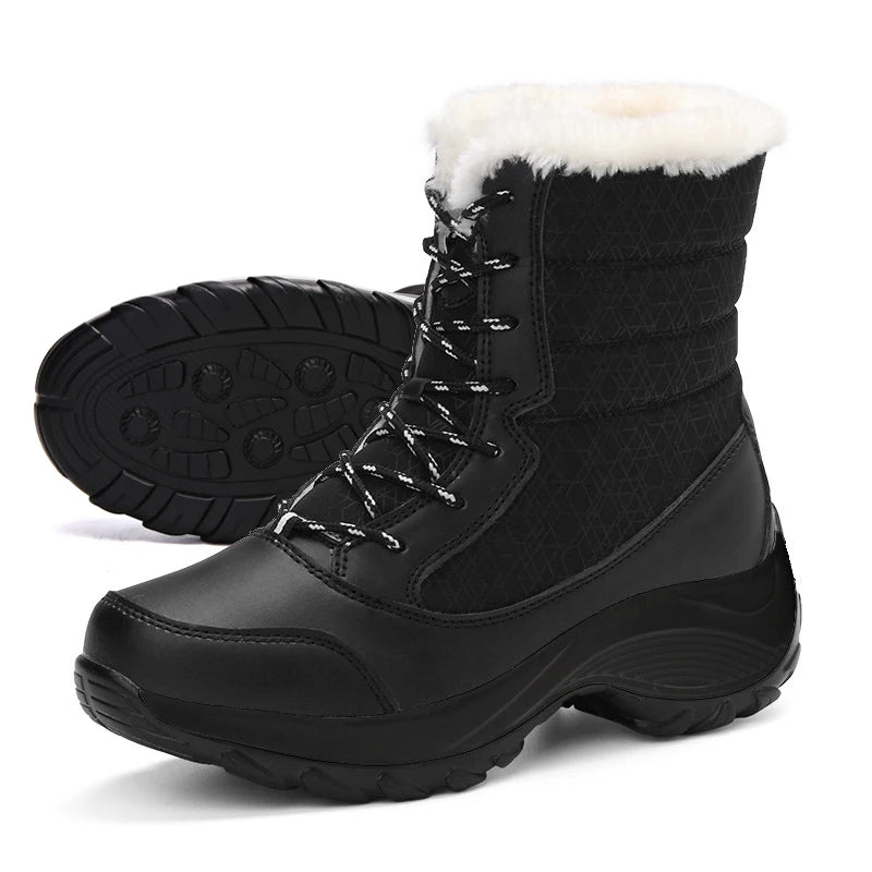 Women's Platform Wedge Snow Boots - Fur Lined Non-Slip Ankle Boots - photo 6