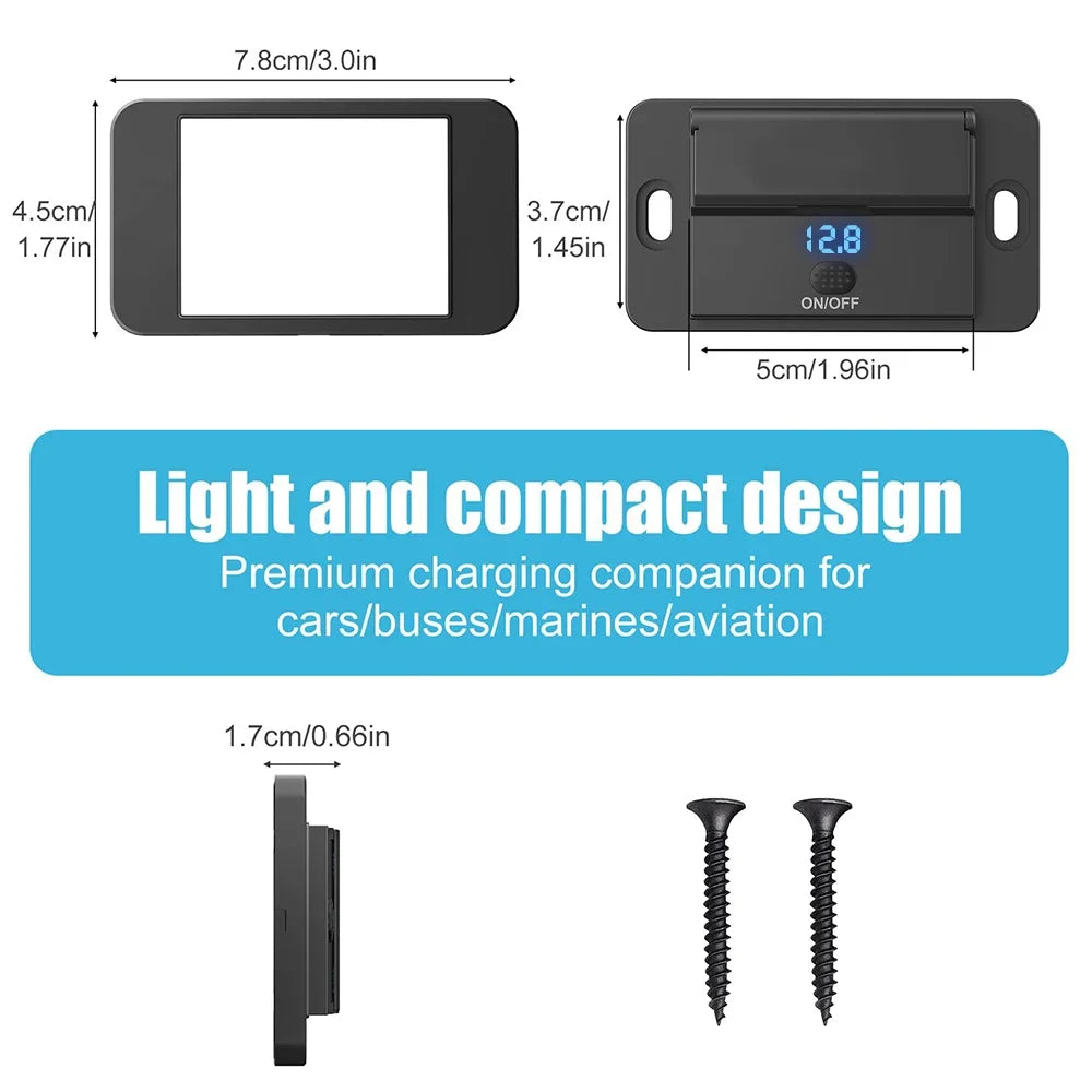 Car Charger Socket Adapter with Switch 2/4 Ports 12V 24V PD QC3.0 Charging Splitter Outlet for Bus RV ATV Truck Boat