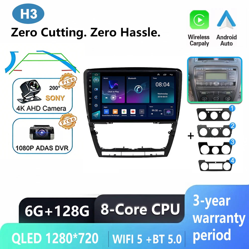 Car Stereo with Apple CarPlay & Android Auto, Compatible with Skoda Octavia 2 A5