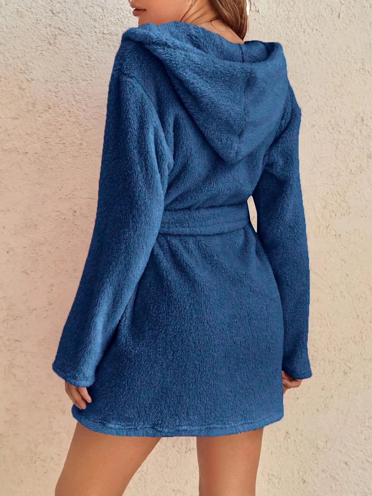 Women's Hooded Fleece Robe with Belt