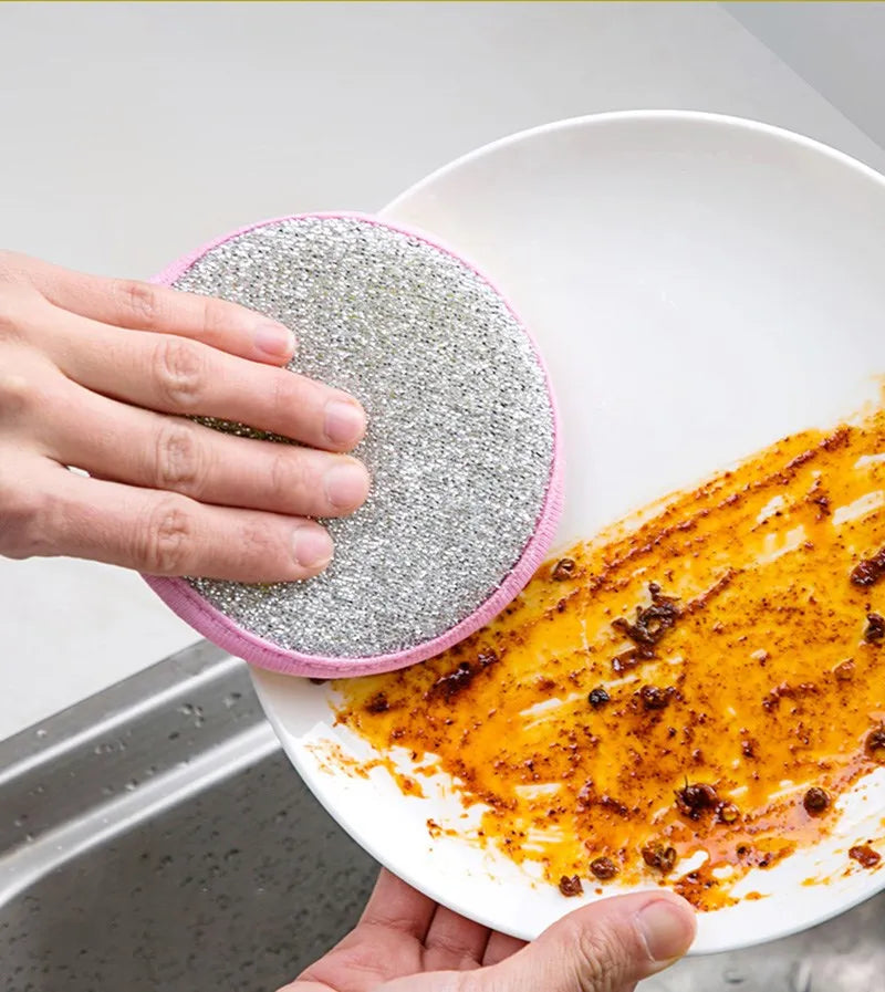 Kitchen Double-Sided Dishwashing Sponge Reusable Brushing Pots Wipes Pans Cleaning Cloth Home Grease Removal Dishwashing Cloth