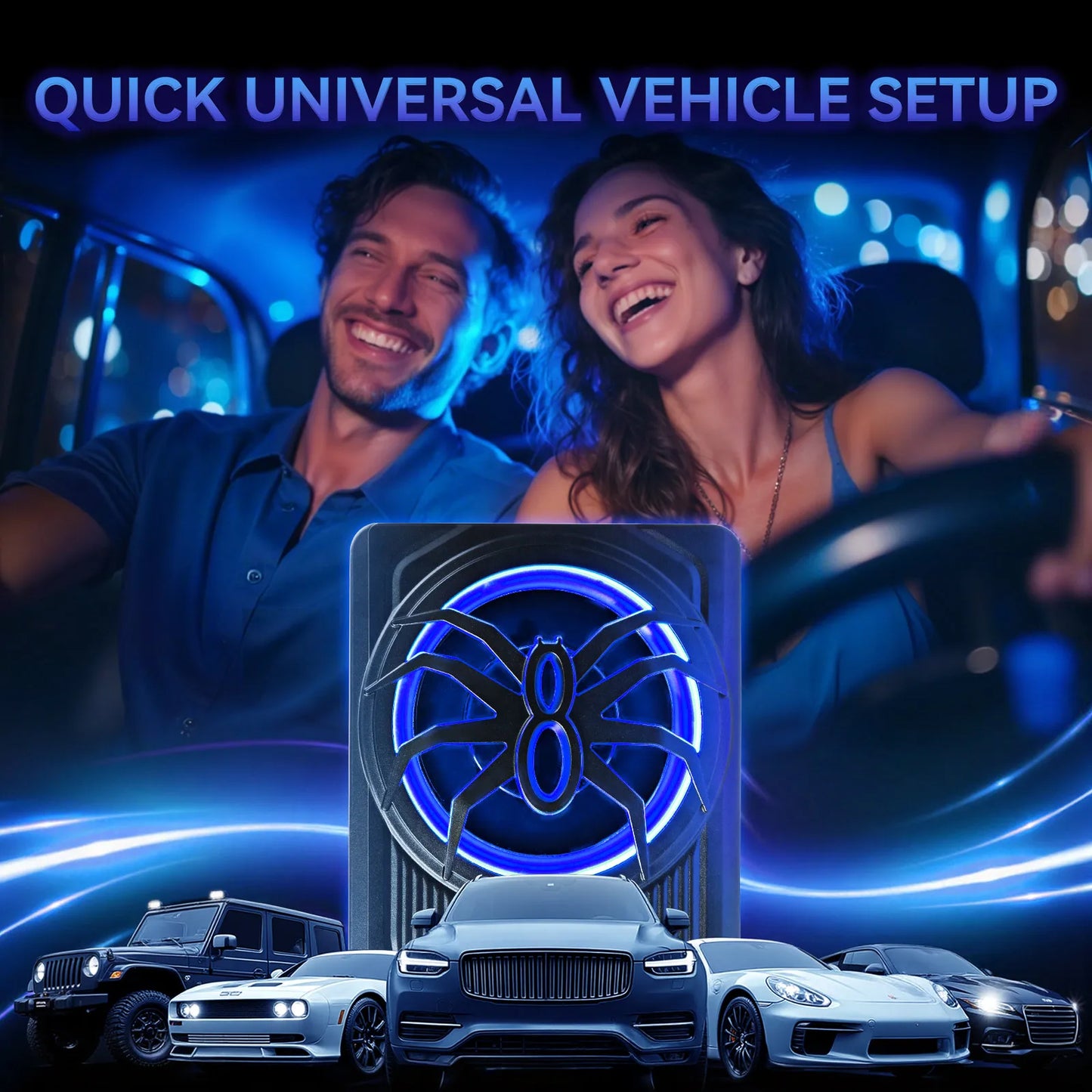 10 Inch Car Speakers Active RMS 80W Stereo Pure Bass Installed Under The Seat Ultra-Thin Subwoofer APP Control Colorful Light