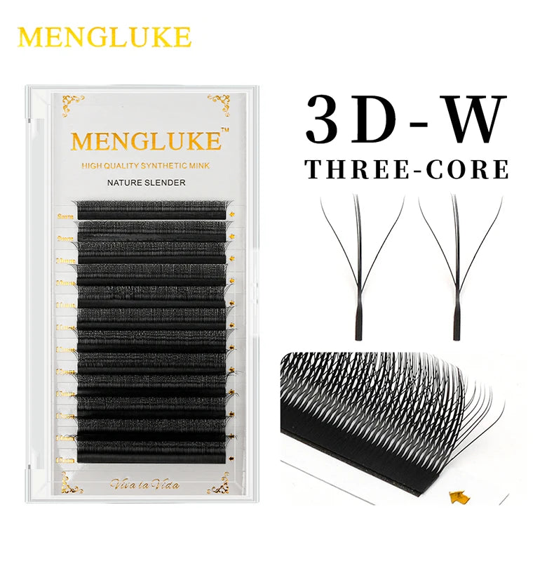 MENGLUKE 3D W Shaped Bloom Automatic Flowering Premade Fans Eyelashes Extensions Natural Soft Light High Idividual Lashes